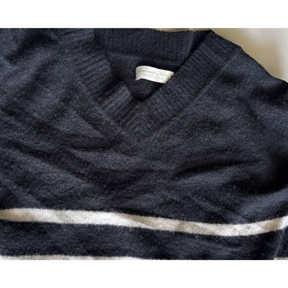 Abercrombie & Fitch Merino Wool Cropped Pullover Preppy Sweater Women's S, Navy - Picture 7 of 9